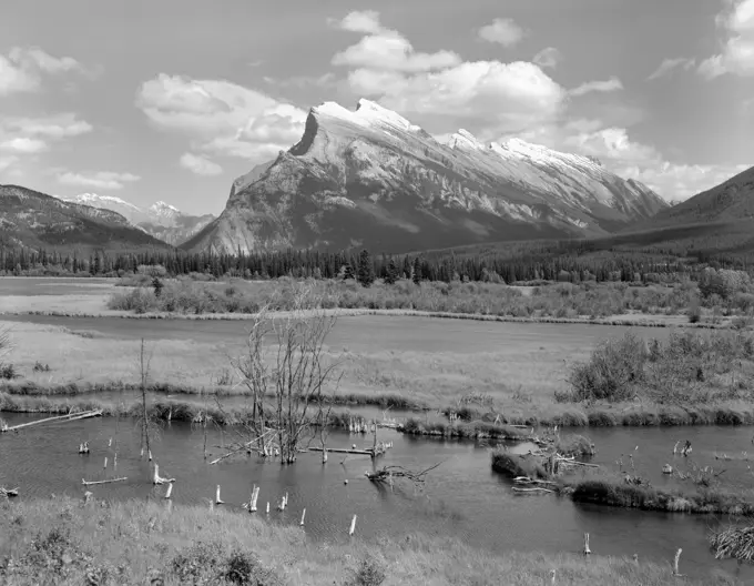 1930S Mountains Lake Rundle Canada