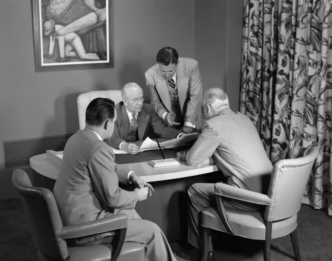 1950S Men Meeting Suits Desk