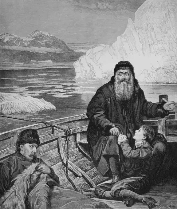 British Navigator Henry Hudson And Son Set Adrift By Mutinied Crew In 1611 On Voyage Of Canada Hudson Bay Area Illustration By John Collier