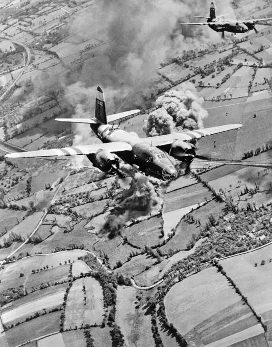 1940s B-26 MARAUDERS SUPPORTING GROUND TROOPS