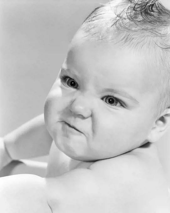 1950s 1960s BABY GIRL LOOKING ANGRY MAD MEAN