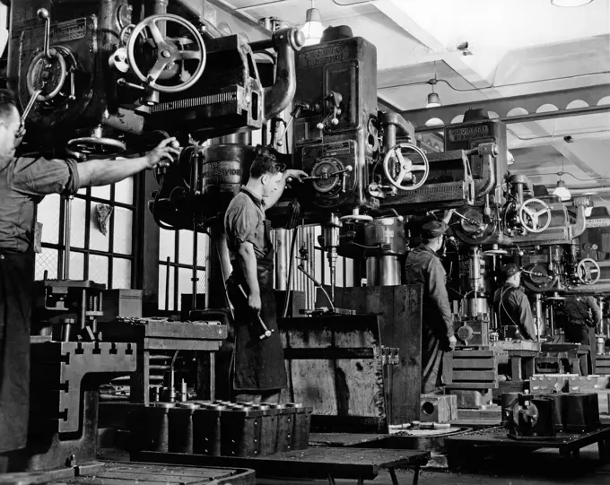 1940S 1950S Men Working On Milling Machines Indoor