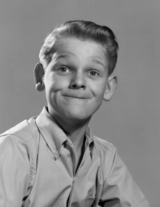 1950S Boy Silly Thin Lipped Smile Facial Expression Portrait Funny