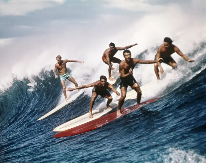 1960S 1970S Five Men Surfing