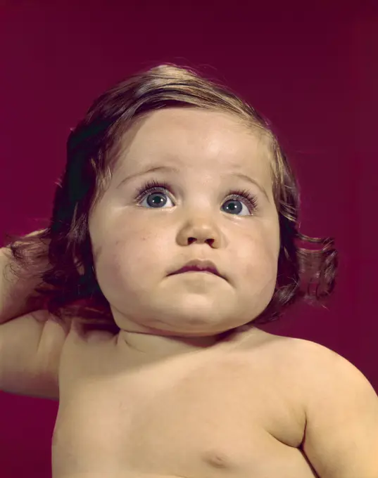 1960S Portrait Chubby Cheeks Big Eyes Brunette Baby Girl