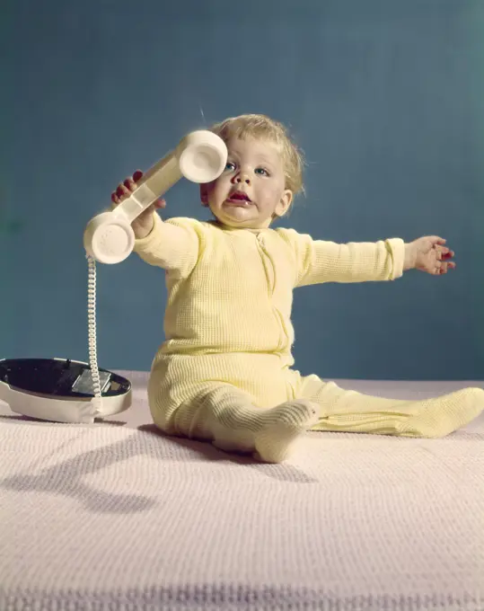 1960S Baby Holding Telephone Head Set