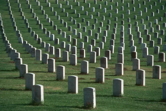 1990S Tombstones In Veteran'S Cemetery Los Angeles California