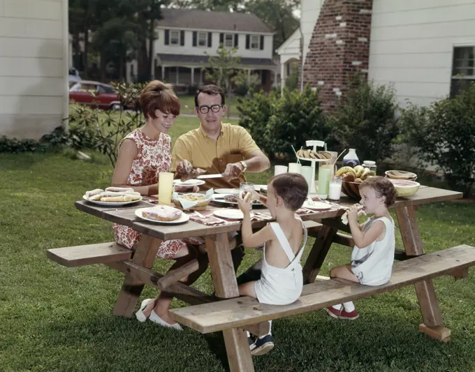 1960S Picnic Table Family Back Yard