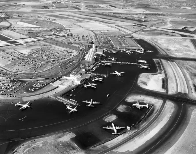 1950S Aerial Of Idlewild Airport Now John F. Kennedy Airport New York Terminal Building