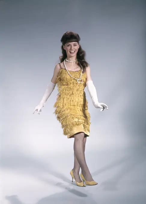 1960S Woman Dressed Fringed Flapper Costume