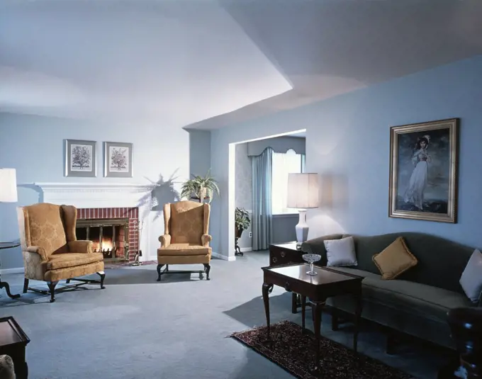 1970S Living Room Blue
