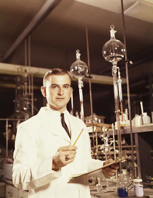 1960S Scientist Conducting A Titration Experiment