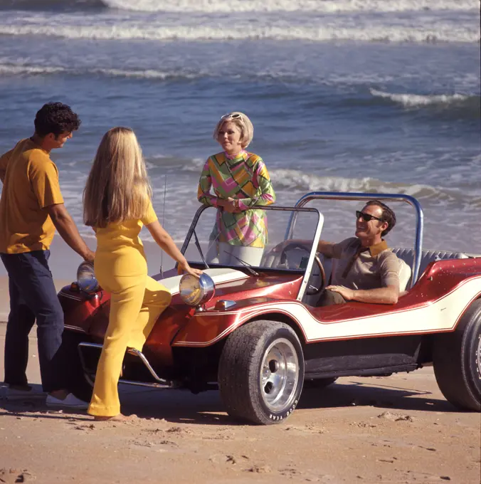 1960S 1970S Men Women And Beach Dune Buggy