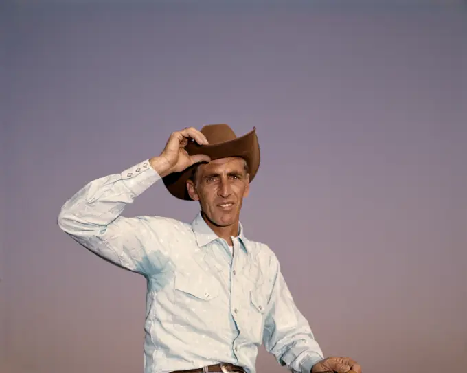 1960S Portrait Man Cowboy Hat