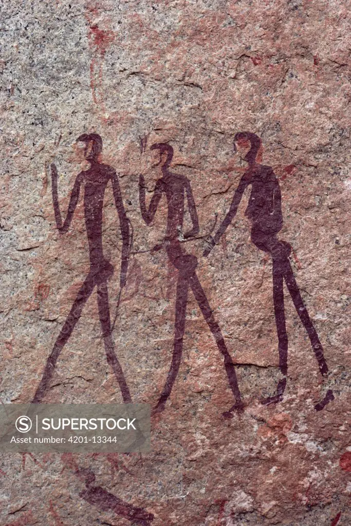 Cave art depicting hunters, Namibia