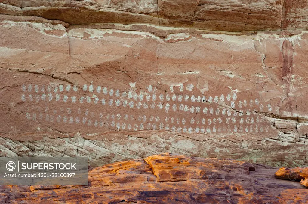 Pictographs, Hundred Hands Panel, Grand Staircase-Escalante National Monument, Utah