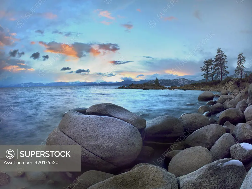 Rocky shoreline along Hidden Beach, Lake Tahoe, Nevada