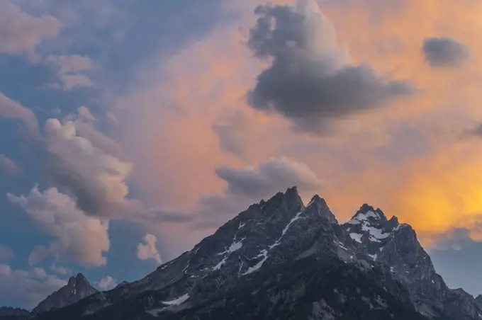 Clouds at sunset over Grand Teton Range, Grand Teton National Park, Wyoming