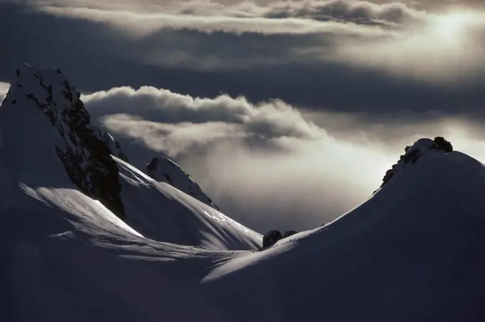 Evening light on Twin Peaks, Westland National Park, New Zealand