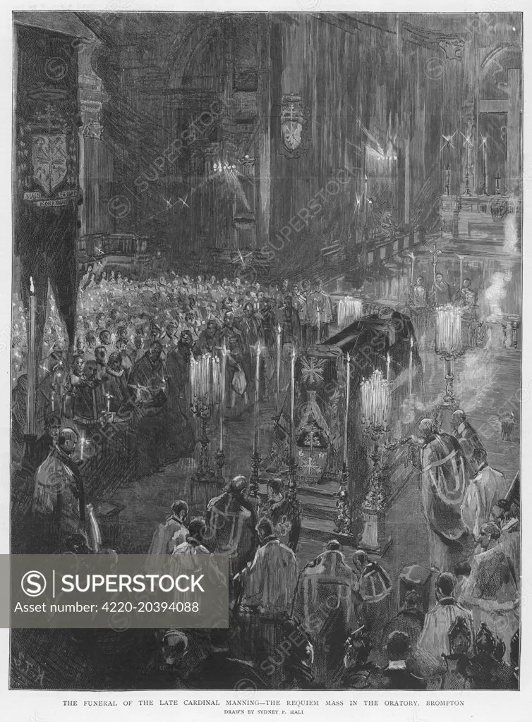 Funeral of Cardinal Manning(1808-1892)- his requiem mass at the Brompton Oratory, London.  1892