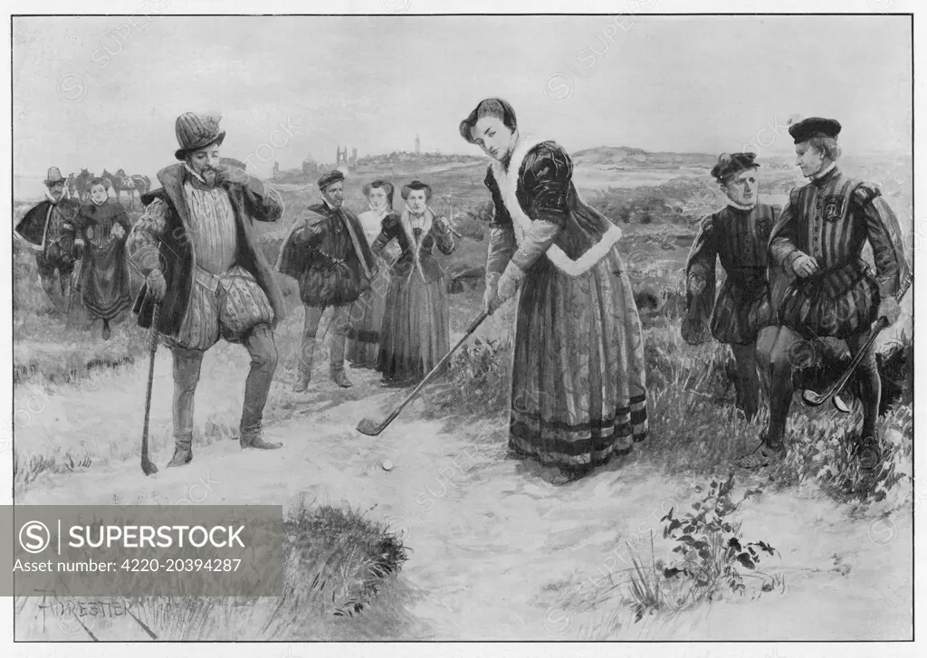 Mary Queen of Scots playing  golf at Saint Andrews,  Scotland     1563