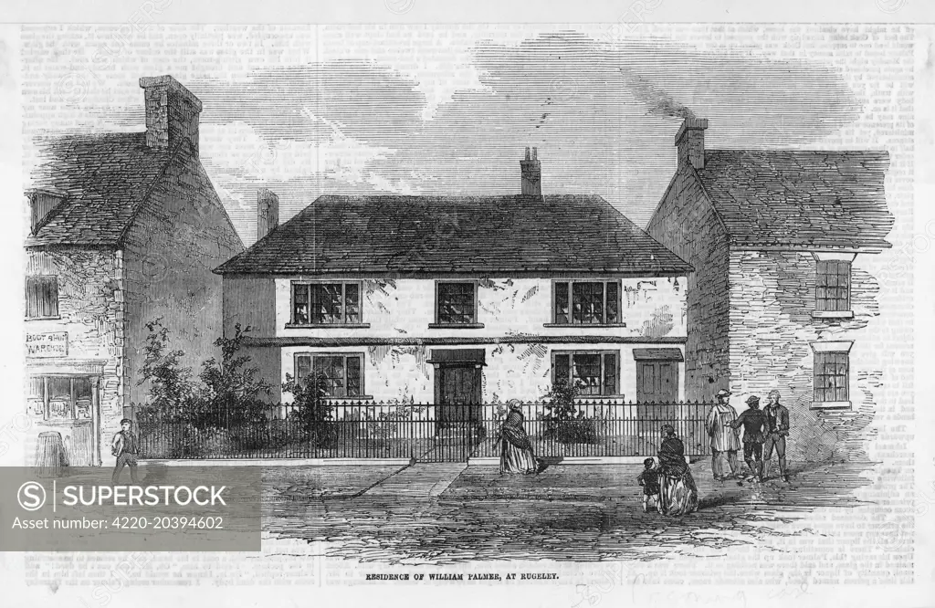 The poisoning case at Rugeley. William Palmer's house at  Rugeley, the scene of the  crimes.       Date: 1856