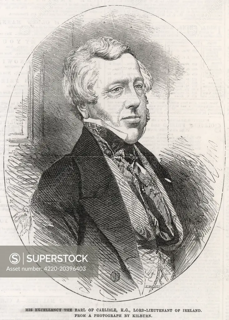 GEORGE WILLIAM FREDERICK  HOWARD, seventh earl of CARLISLE Statesman, lord-lieutenant and  viceroy of Ireland.  In 1855.       Date: 1802 - 1864