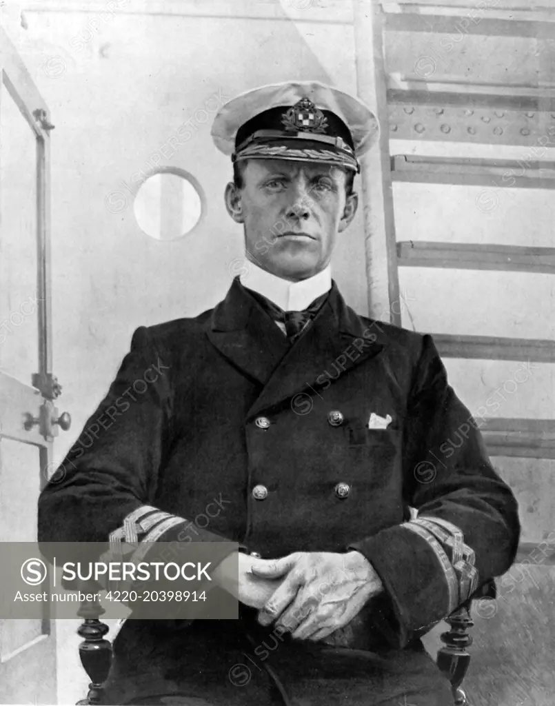 Captain Henry George Kendall (1874-1965), captain of the ill-fated lliner, the Empress of Ireland, who went down with his ship on 29th May 1914, but was saved and taken aboard the colliding vessel, the Storstad.  1914