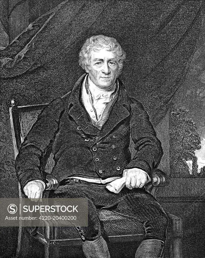 Engraving of Sir Robert Peel, the cotton manufacturer and Member of Parliament for Tamworth, pictured in the early 19th century.  He was the father of Sir Robert Peel (1788-1850), the English statesman and Prime Minister.     Date: 1800