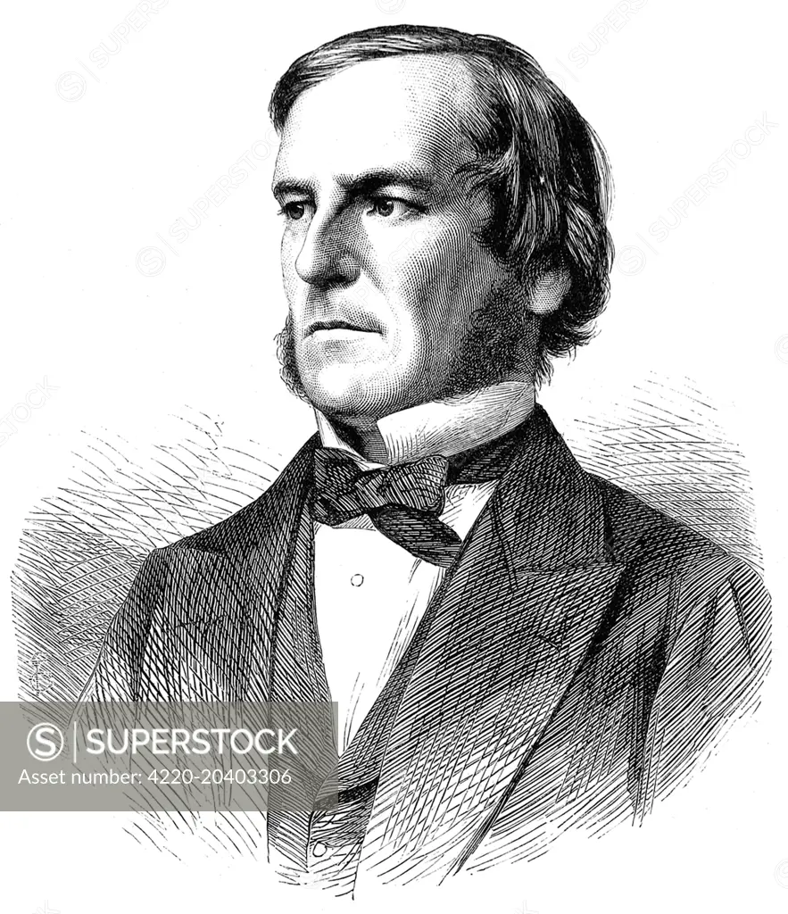 Engraved portrait of George Boole (1815-1865), the English mathematician, philosopher and inventor of Boolean algebra, pictured c.1865.     Date: 21 January 1865