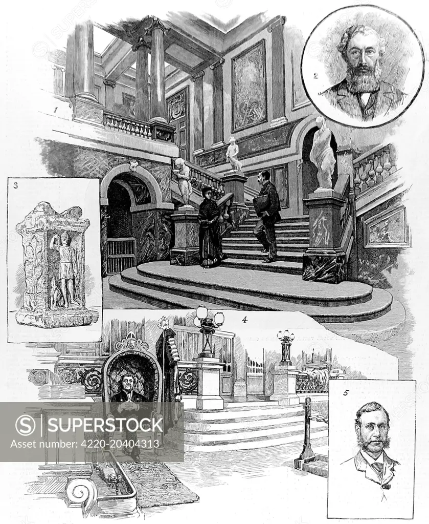 Engraving showing a number of scenes associated with the Goldsmith's Company, one of the London City Guilds, 1884.     Date: 19 April 1884