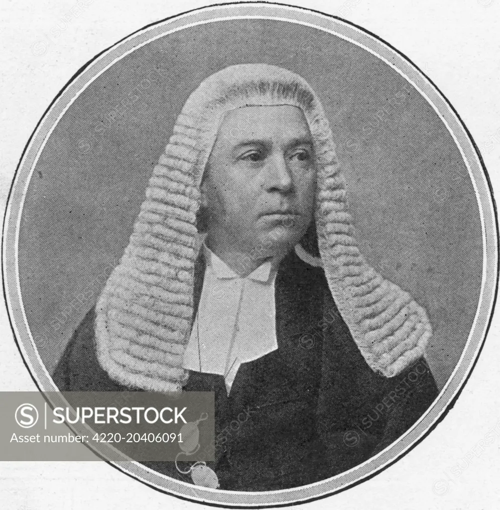 Portrait of Lord Mersey, presiding as Wreck Commissioner, over the British Court of Inquiry into the Titanic disaster.     Date: 11th May 1912