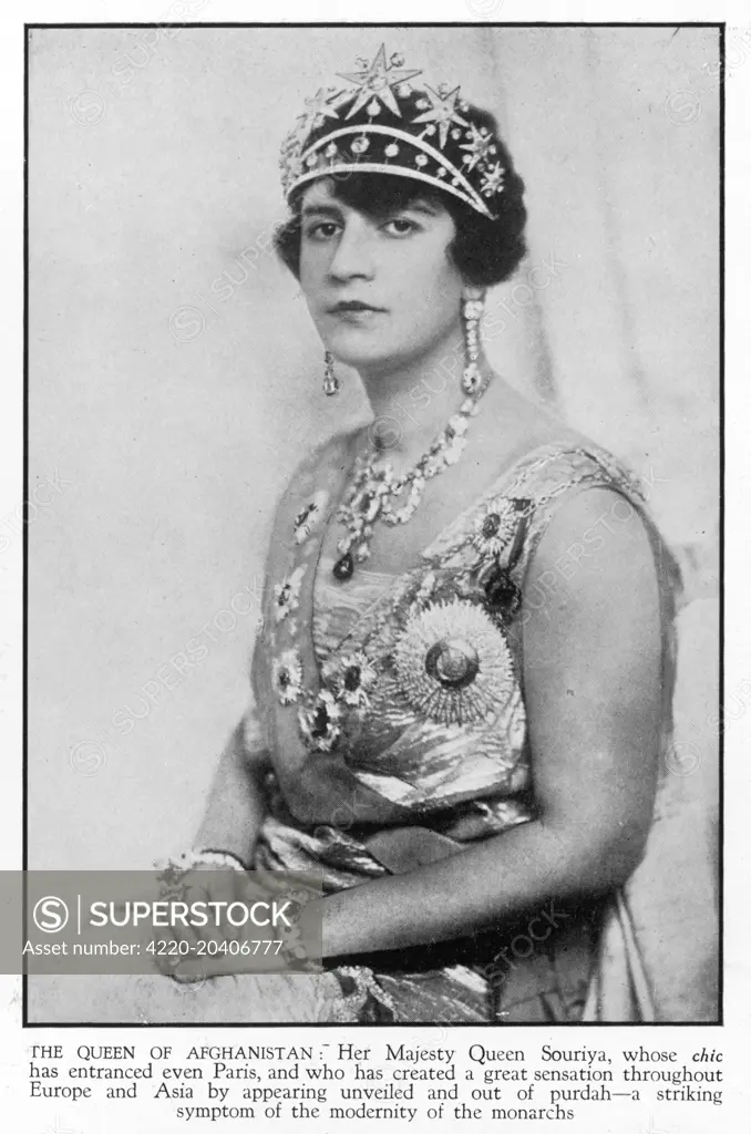 QUEEN SOURIYA OF AFGHANISTAN Wife of King Amanullah of  Afghanistan.  The couple  visited London in March 1928.      17 March 1928