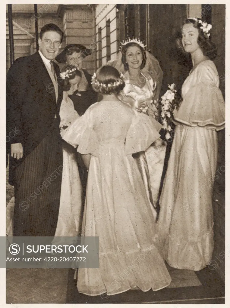 GERALD DAVID LASCELLES Pictured with his new wife,  Angela Dowding following their  wedding at St. Margaret's,  Westminster in 1952.      Date: 1924 -