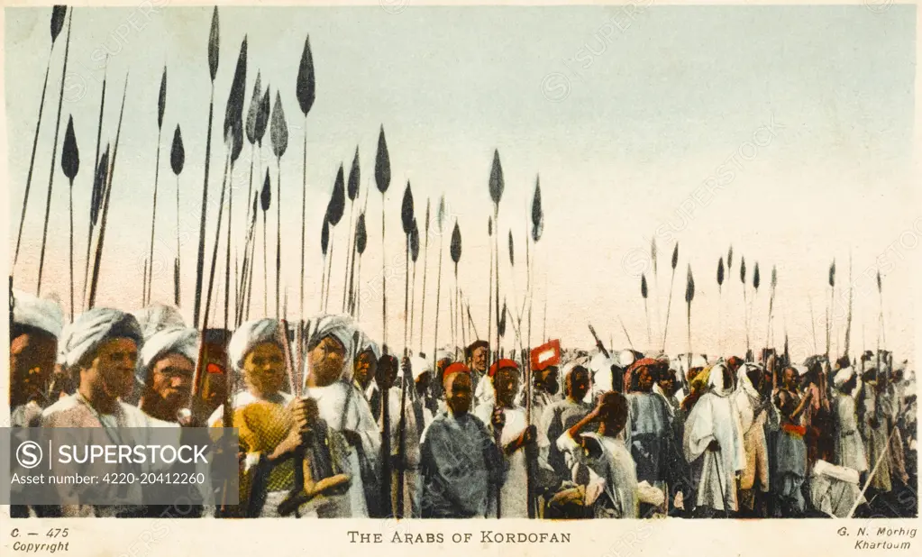 Arab Africa - Sudanese Arabs At Kordofan, Sudan with very deadly-looking spears!     Date: circa 1910s