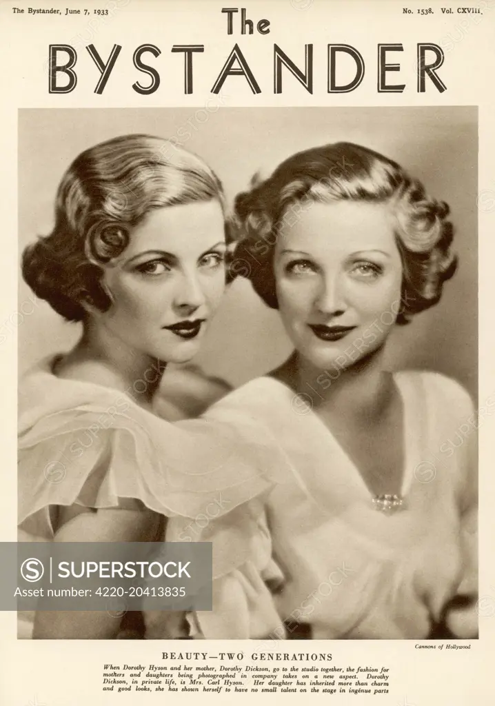 Dorothy Hyson and her mother Dorothy Dickinson, both American actresses.     Date: 1933