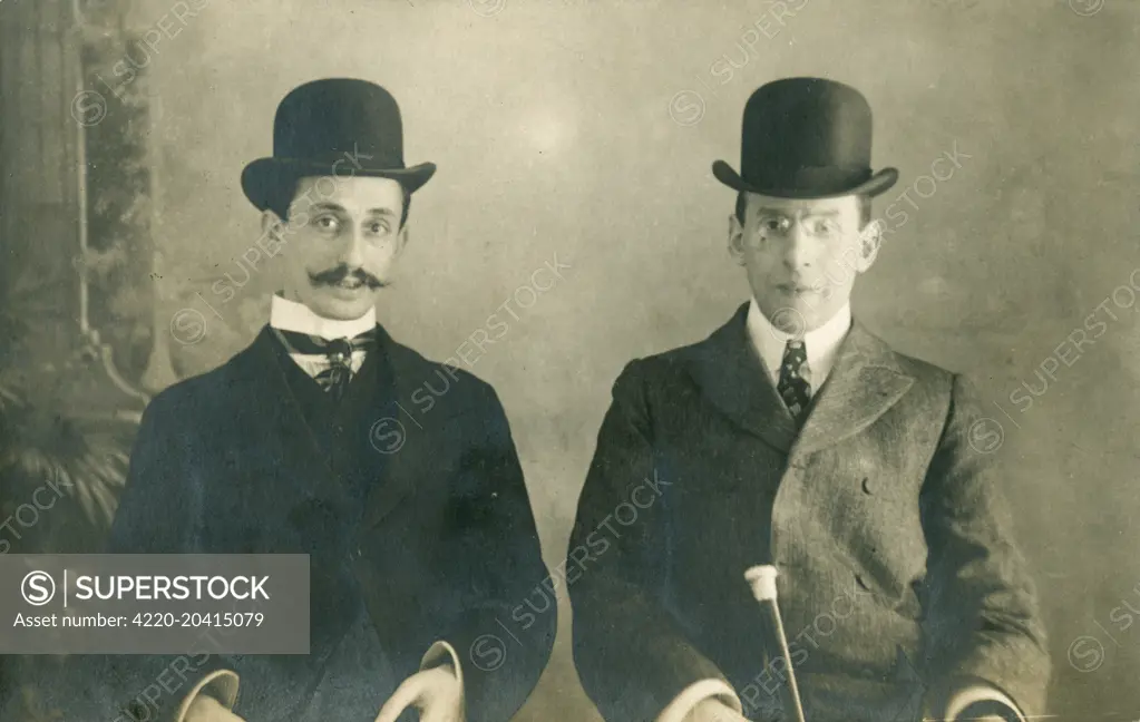 Two fine gentlemen in bowler hats     Date: 1906