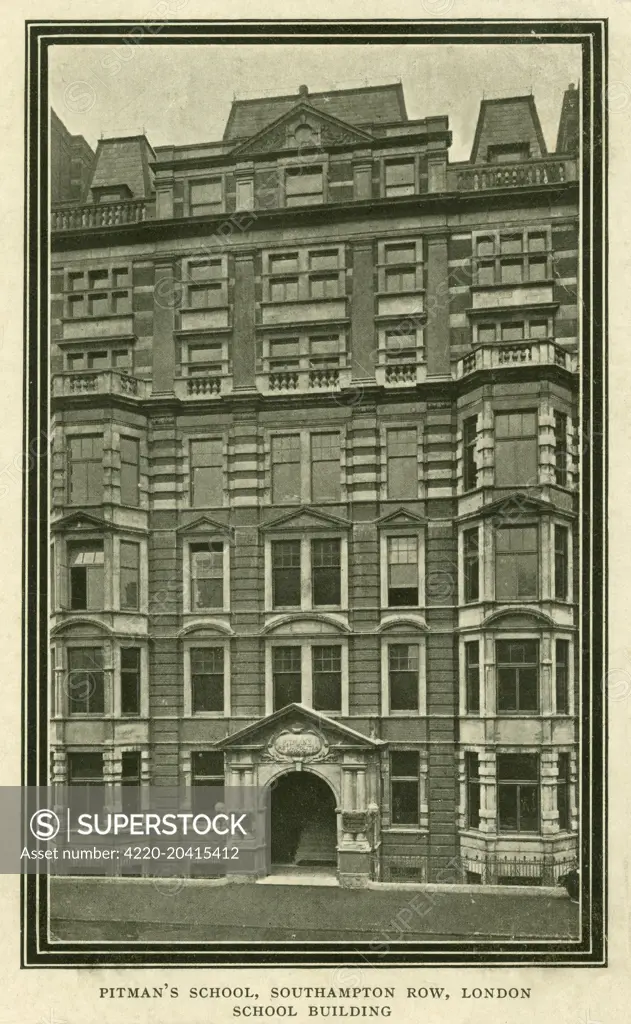 Pitman's School, Southampton Row, London - School Building of the famous Secretarial School, teaching secretarial skills such as shorthand and typing     Date: 1913