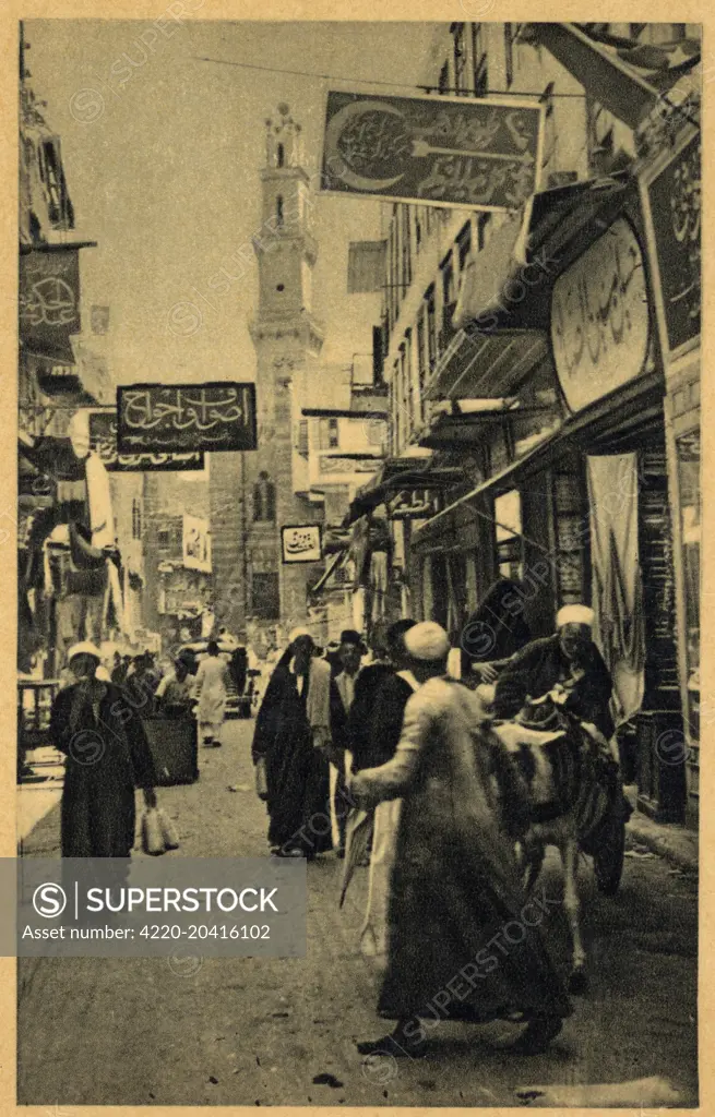 Cairo - Egypt - Bustling street scene     Date: circa 1910s