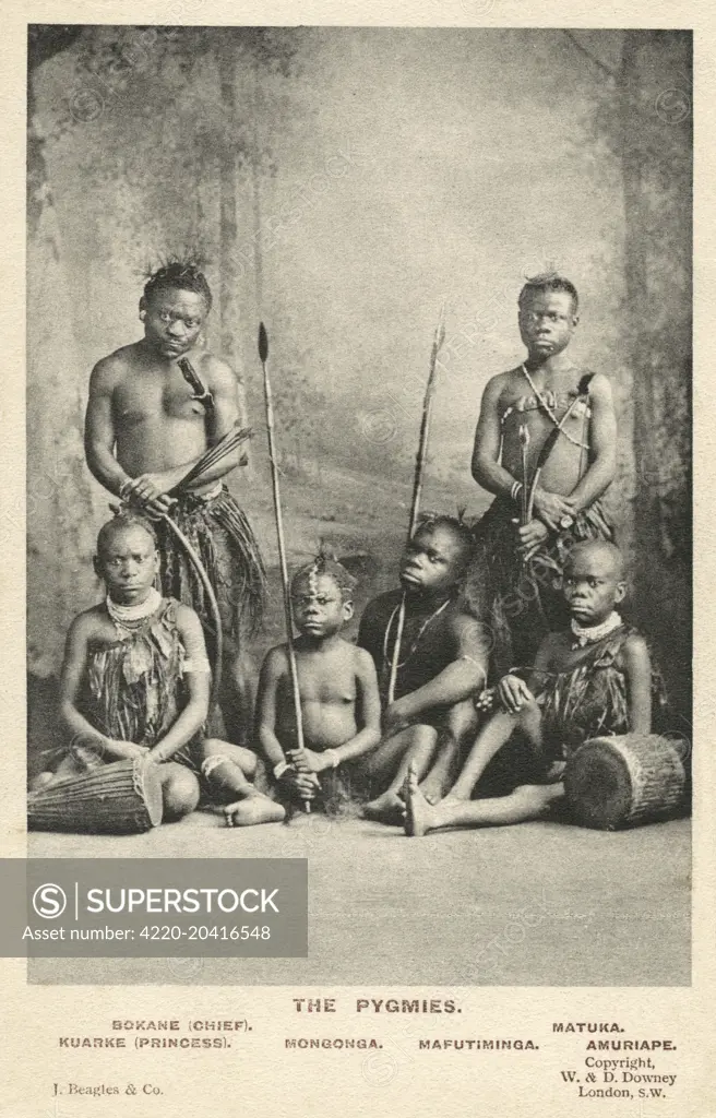 African Pygmies of the Mbuti Tribe from the Ituri Tribe     Date: circa 1910s