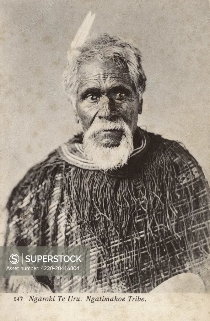 New Zealand - Ngaroki Te Uru, a Maori Holy Man (Priest) of the Ngatimahoe Tribe.  1900