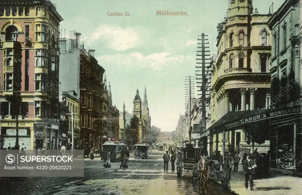 Collins Street, Melbourne, Australia     Date: c. 1890s