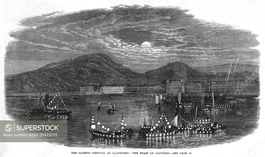 The feast of lanterns at the Olympic festival at Llandudno, North Wales.     Date: 1866