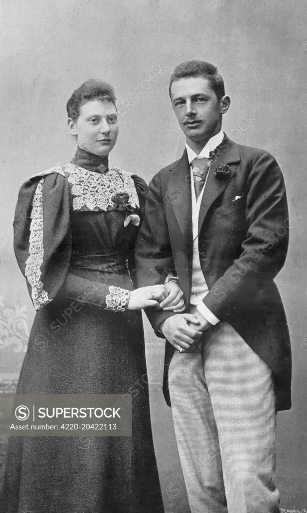 Princess Louise of Denmark (Louise Caroline Josephine Sophie Thyra Olga) (17 February 1875  4 April 1906)  third child and oldest daughter of Frederick VIII of Denmark and his wife, Princess Louise of Sweden and Norway.  Pictured with her husband, Prince Friedrich of Schaumburg-Lippe who she married in May 1896.    1896