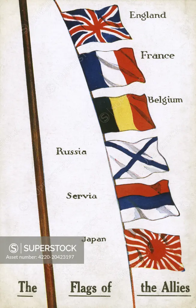 Flags of the Allied countries during WWI     Date: circa 1916