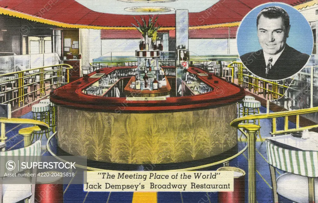 Jack Dempsey's Broadway Restaurant - New York City, USA - at the junction of 49th and 50th Streets.     Date: circa 1940