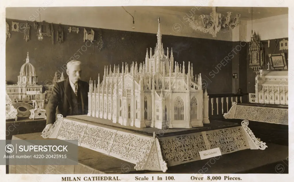 A scale model of Milan Cathedral, Italy, made up of over 8000 pieces by model maker Richard Old. This was the crowning glory of his Richold Collection     Date: 1932