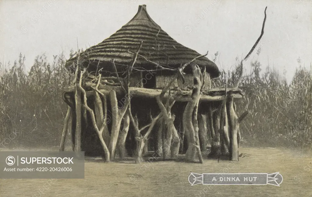 Sudan - A Dinka Hut     Date: circa 1910s