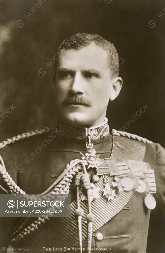 Portrait of Major General Sir Hector Archibald MacDonald. A distinguished Victorian soldier known as &quot;Fighting Mac&quot;. He committed suicide in 1903 after allegations of sexual activity with local boys in Ceylon (Sri Lanka)   