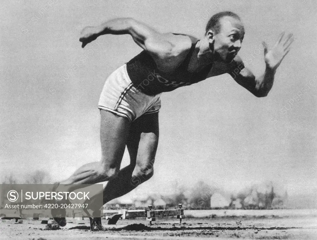 James Cleveland Jesse Owens American athlete, four times champion at the Olympic Games in Berlin, August 1936.  August 1936